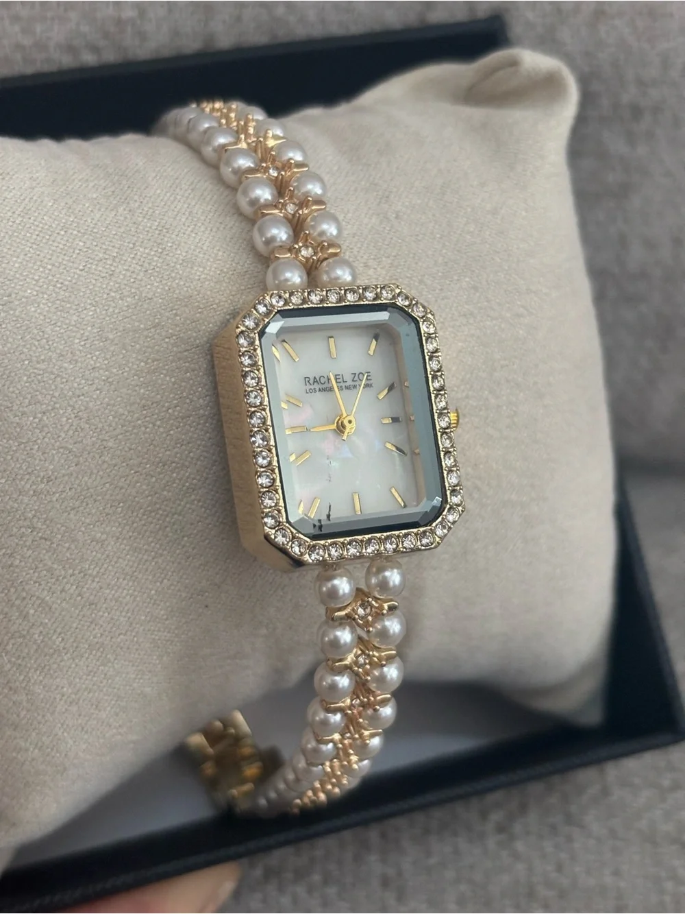 Rachel Zoe Gold Tone Pearl Crystal Women's Bracelet Watch